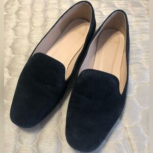 J.Crew Navy Suede Loafers Flats Size 7 Classic Slip On Minimal